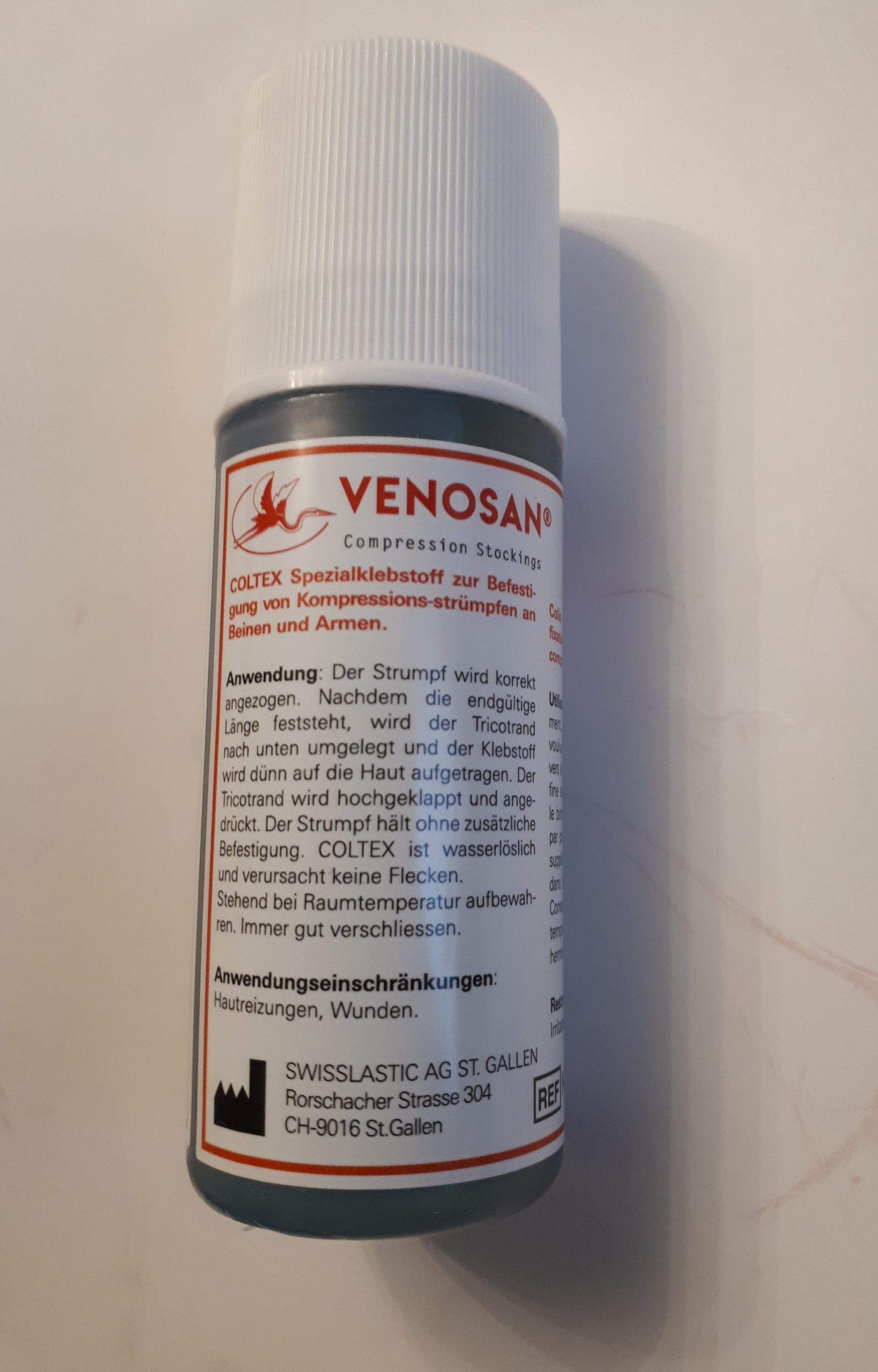 Venosan Coltex Roll-on Body Adhesive Glue for Compression Hosiery - 60 ml Bottle