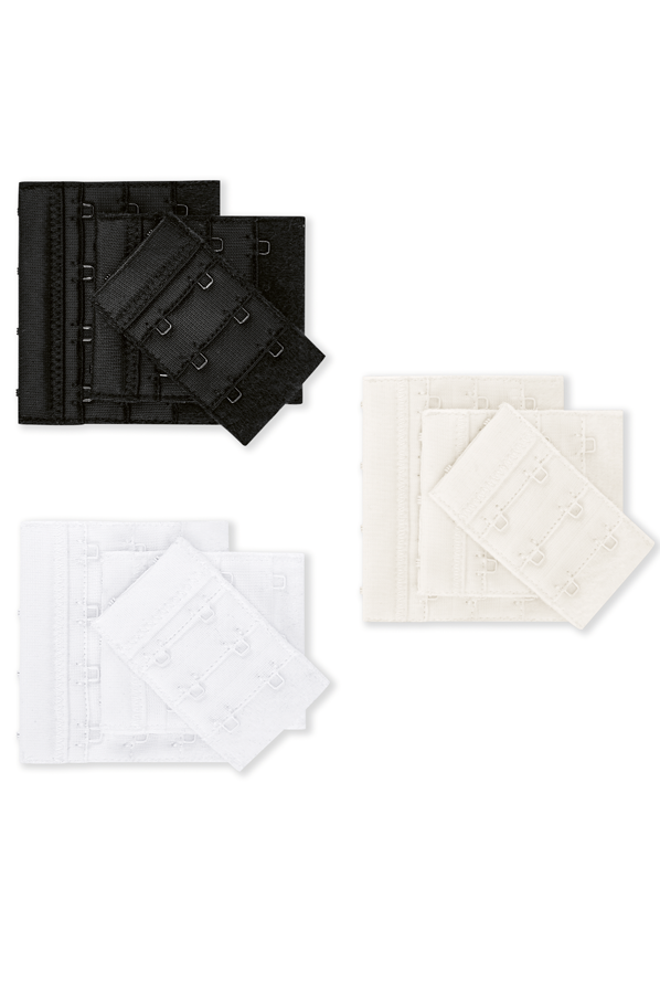 Standard Bra Extenders - Options 2, 3 or 4 Hooks - Black, White & Cream