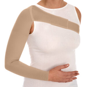 Flat Knit Ready-Made Lymphoedema Armsleeve with Wide Elastic Shoulder Support Strap by MAINAT