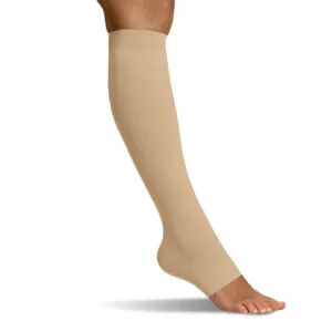 Flat Knit Ready-Made Lymphoedema Stockings Below Knee Open-Toe